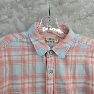 Faherty Size Large Long Sleeve Button Up Shirt Blue Coral Bay Plaid